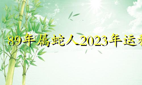 89年属蛇人2023年运程