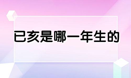 已亥是哪一年生的 已亥是哪一年的