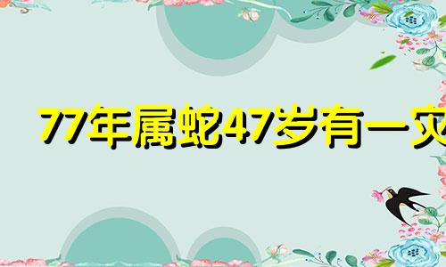 77年属蛇47岁有一灾 1977年蛇女一生三大劫难是什么