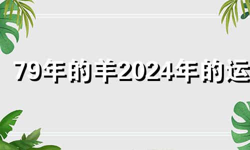 79年的羊2024年的运程 属羊人2024年丧事